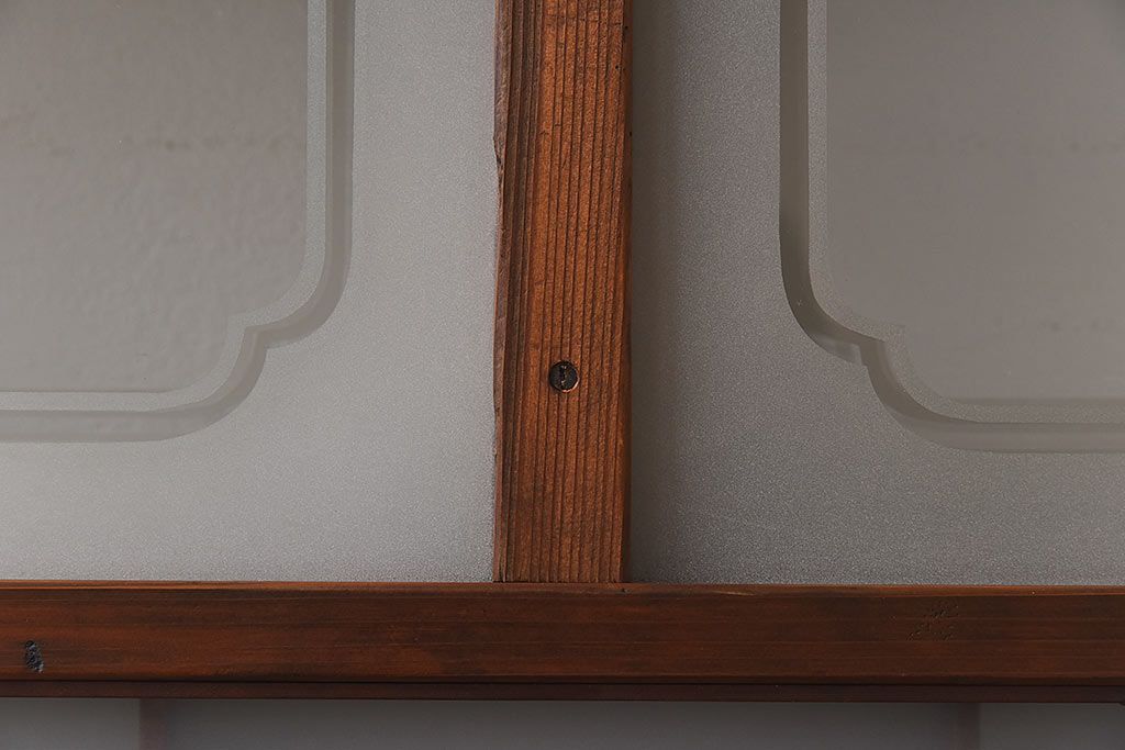 昭和期　落ち着いた和の雰囲気を感じられるガラス障子戸(格子戸、ガラス戸、引き戸、建具)4枚セット