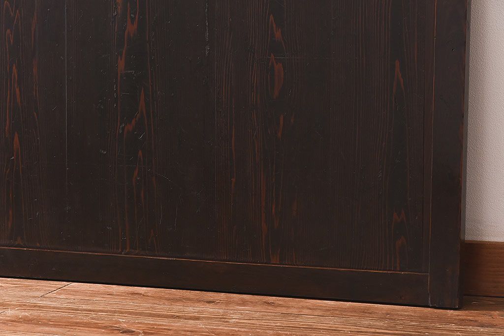 和製アンティーク　細い桟の格子が上品な帯戸(ガラス帯戸、引き戸、格子戸、建具)2枚セット