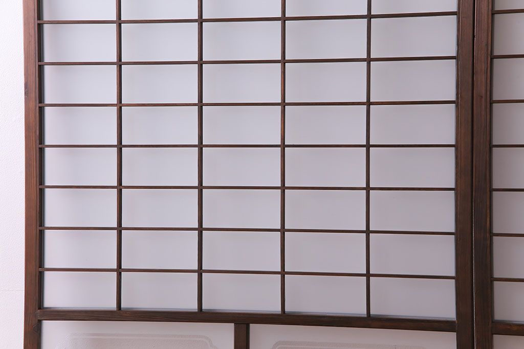 昭和期　落ち着いた和の雰囲気を感じられるガラス障子戸(格子戸、ガラス戸、引き戸、建具)2枚セット