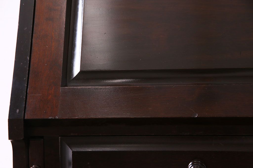 中古　北海道民芸家具　上品な雰囲気漂うビューローブックケース(ライティングビューロー、机、本箱、収納棚)(定価約49万円)