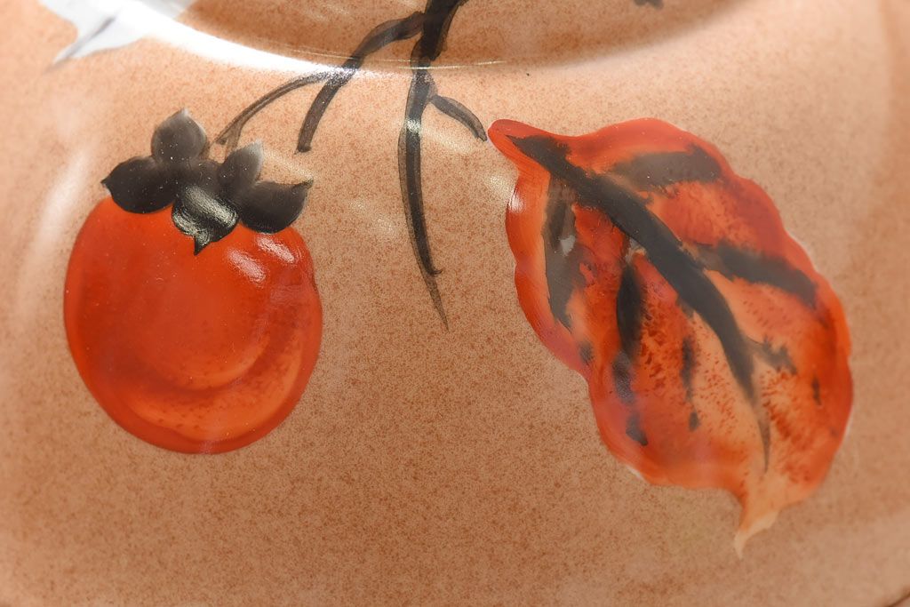 オールドノリタケ(則武、日本陶器)　味わいのある柿の図の電灯笠(シェード、ペンダントライト、吊り下げ照明)