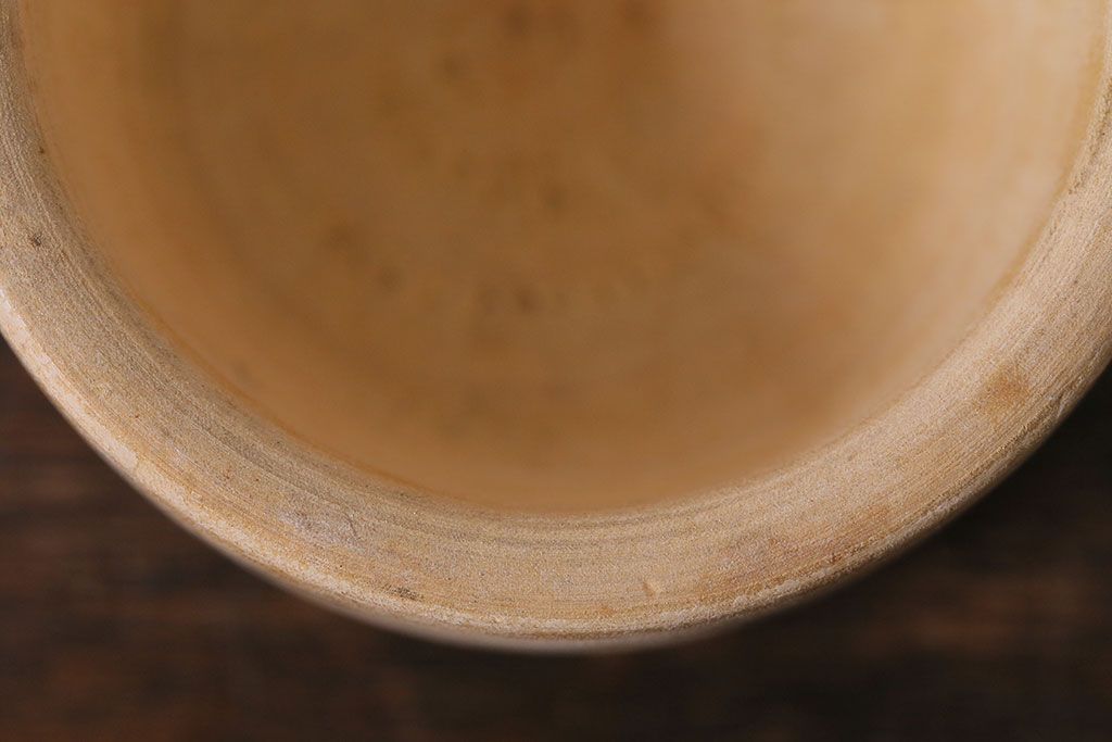 アンティーク雑貨　イギリス製　ぽってりとしたフォルムが愛らしい木製スパイスマッシャー(すり鉢)
