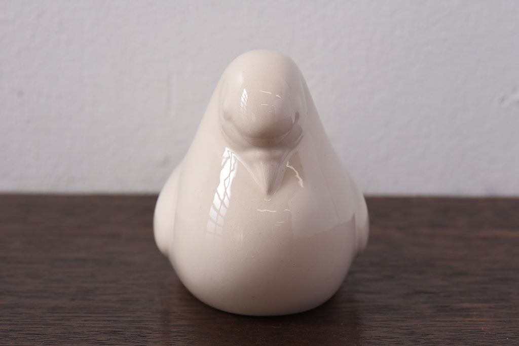 アンティーク雑貨　イギリス製　陶器製　鳥のモチーフのキャンドルスタンド(ろうそく立て)