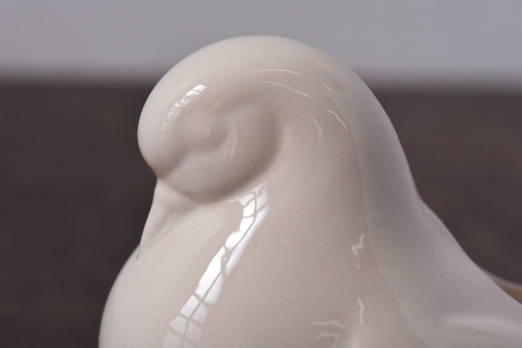 アンティーク雑貨　イギリス製　陶器製　鳥のモチーフのキャンドルスタンド(ろうそく立て)