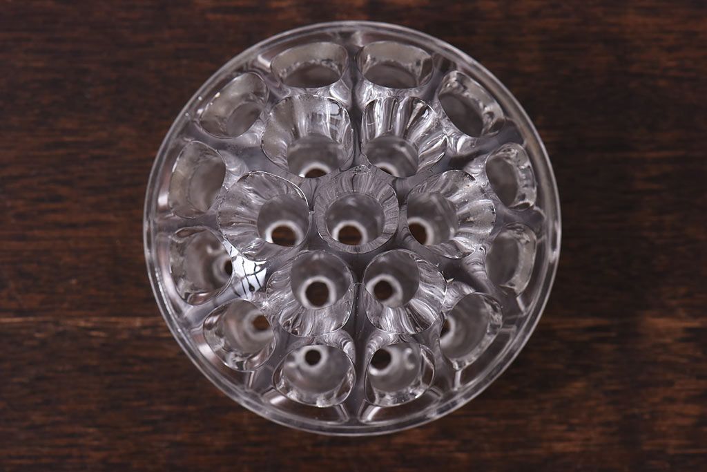 アンティーク雑貨　イギリス　涼しげな雰囲気漂うガラス製フラワーホルダー(ペン立て)