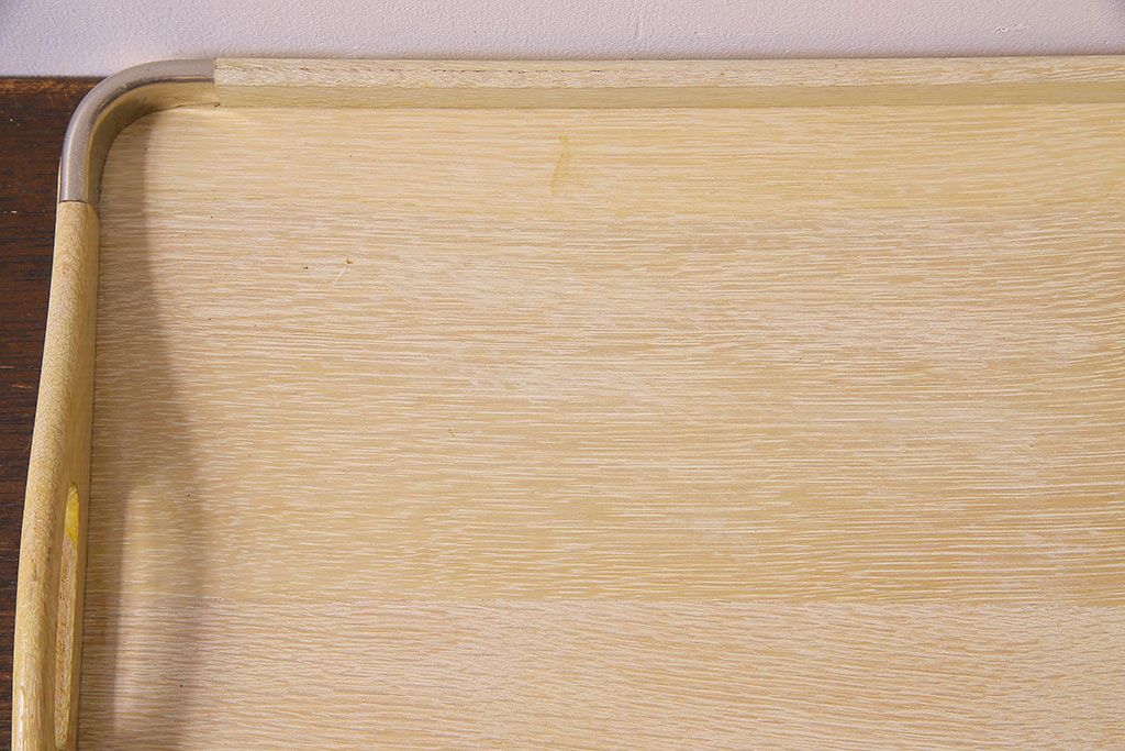 アンティーク雑貨　昭和中期　オーク(ナラ)材　素朴な雰囲気漂うお盆(木製トレー)(1)