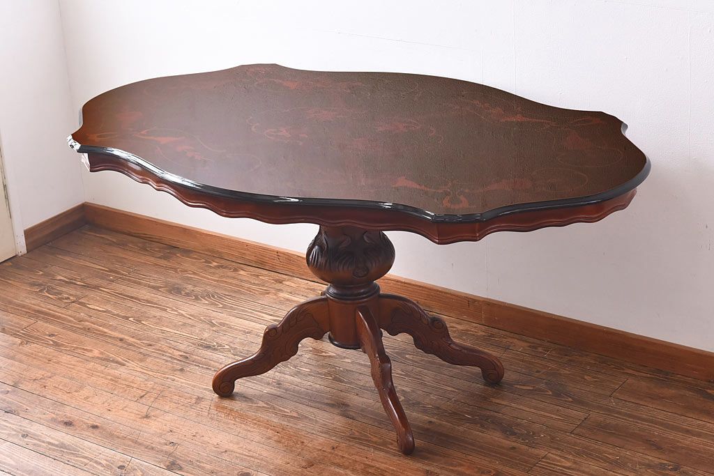 イタリア製 中古 象嵌入りの優雅なダイニングテーブル   ラフジュ工房