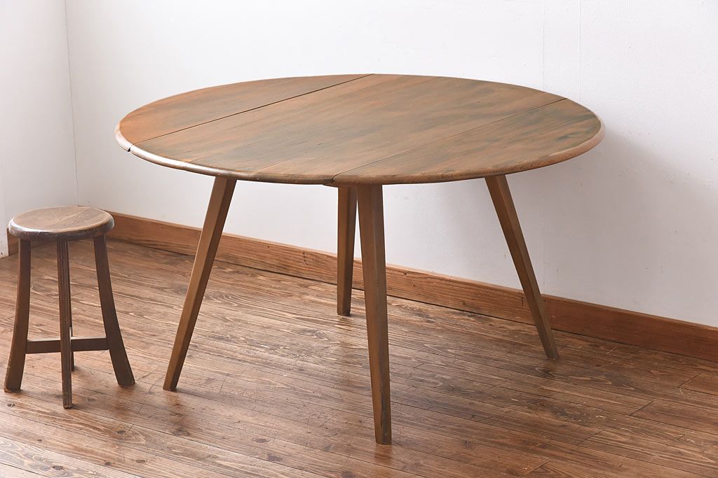 アンティーク家具 イギリスERCOL(アーコール) シンプルなデザインのドロップリーフテーブル(エクステンションテーブル、ダイニングテーブル) |  ラフジュ工房