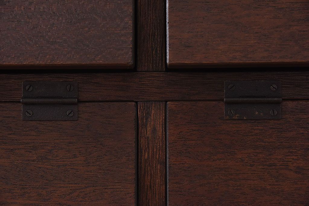 ラフジュ工房オリジナル　3×5マス　ラワン古材のパタパタ扉付き横型・収納棚(キャビネット、下駄箱、ロッカー)