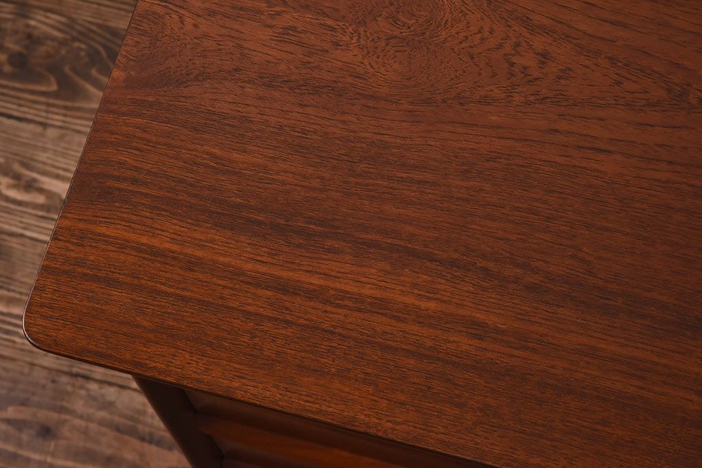 ヴィンテージ家具　北欧ビンテージ　両面収納　チーク材の褐色が美しいワークデスク(オフィスデスク、両袖机、在宅ワーク、在宅用)