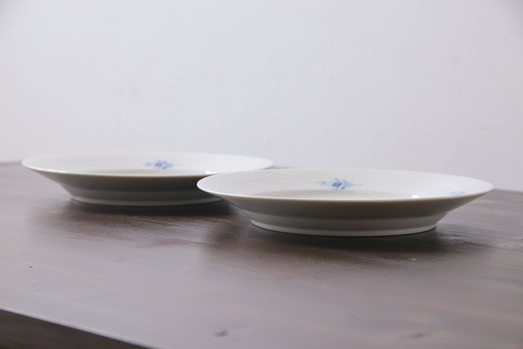中古　ROYAL COPENHAGEN(ロイヤルコペンハーゲン)　ブルーフラワー　プレイン　25.5cmプレート2枚セット(大皿)(1)