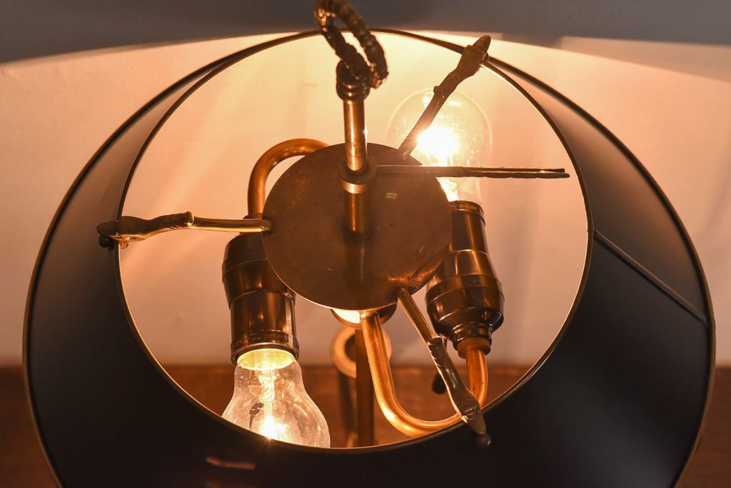 アンティーク雑貨　CHAPMAN社　EMPIRE BOUILLOTTE SWAN　真鍮製スタンドライト(デスクライト、照明、ろうそく立て)(定価約12万円)(1)