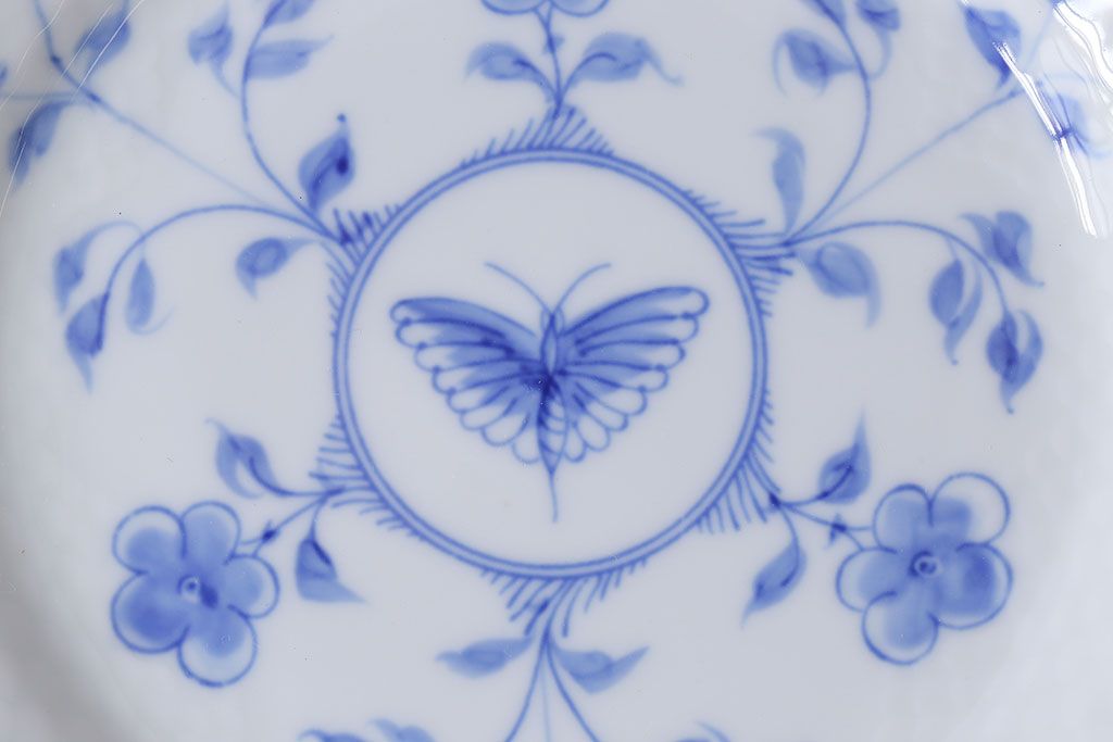 アンティーク雑貨　中古　B&G(ビング オー グレンダール)　コペンハーゲン　Butterfly(バタフライ)　17.5cmプレート2枚セット(洋食器)(1)
