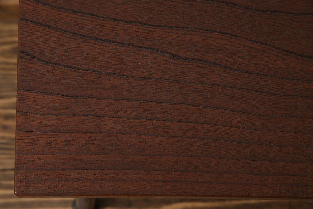 大正昭和初期　ケヤキ材一枚板　ダイナミックな木目が目を引くリメイク鉄脚ベンチ(板座チェア、椅子)