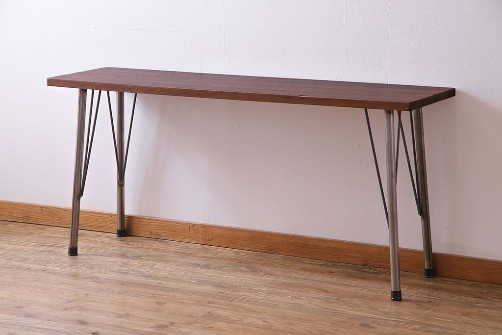 【ご予約品】 ラワン材一枚板 趣のある古材で作成したリメイク鉄脚テーブル その他