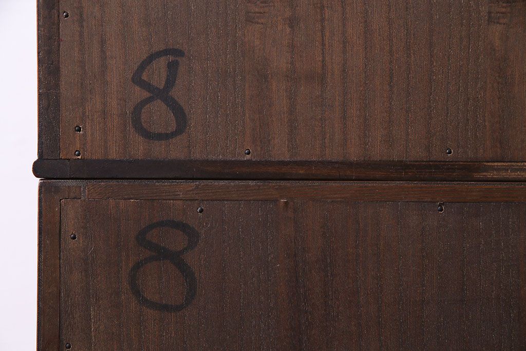 中古　岩谷堂箪笥　No.96　雪国　格子戸が魅力的な茶棚(食器棚、収納棚、茶箪笥)(1)