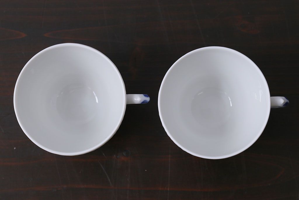 アンティーク雑貨　中古　ROYAL COPENHAGEN(ロイヤルコペンハーゲン)　ブルーフラワー　プレイン　カップ&ソーサー(コーヒーカップ、洋食器)2客セット(1)