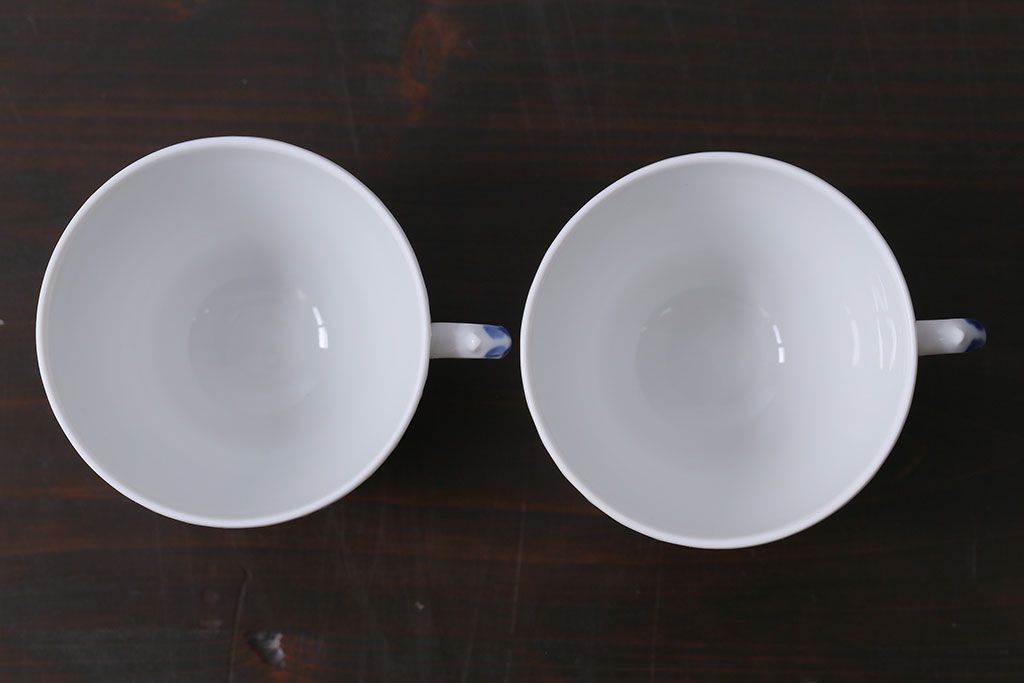 アンティーク雑貨　中古　ROYAL COPENHAGEN(ロイヤルコペンハーゲン)　ブルーフラワー　プレイン　カップ&ソーサー(コーヒーカップ、洋食器)2客セット(2)