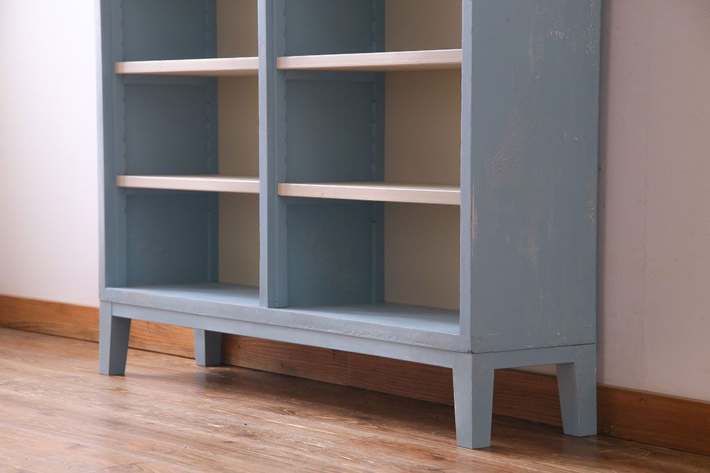 ペイント家具　淡い色合いが爽やかな印象のオープンラック(陳列棚、本棚、ブックシェルフ)(1)