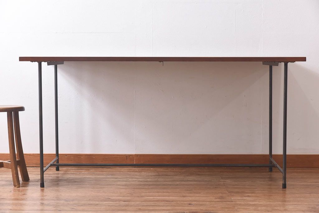 ラフジュ工房オリジナル　細身の脚が格好良い鉄脚テーブル(ダイニングテーブル、作業台)(1)