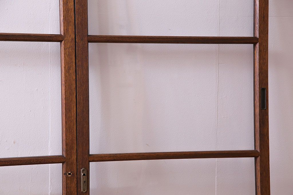 昭和レトロ　シンプルな横桟のガラス戸(窓、引き戸、建具)4枚セット