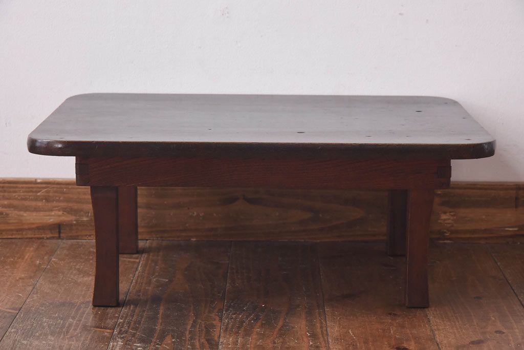 レトロ家具　昭和レトロ　栓材　和を感じる佇まいが魅力の角ちゃぶ台(ローテーブル、座卓)(1)