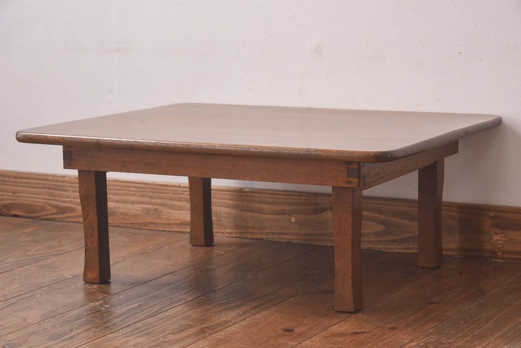 レトロ家具　昭和レトロ　栓材　和を感じる佇まいが魅力の角ちゃぶ台(ローテーブル、座卓)(2)