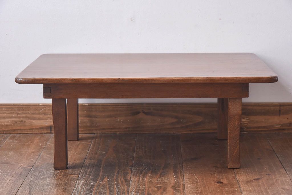 レトロ家具　昭和レトロ　栓材　和を感じる佇まいが魅力の角ちゃぶ台(ローテーブル、座卓)(2)