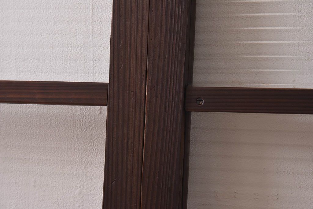 昭和レトロ　モールガラス　木製の温かな雰囲気が魅力な引き戸4枚セット(窓、ガラス戸)
