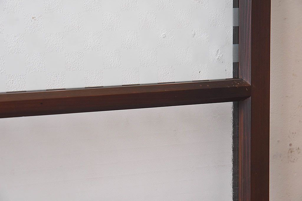 昭和レトロ　市松ガラス入り　レトロな雰囲気が魅力的なガラス戸(フィックス窓、はめ殺し窓、明かり取り)