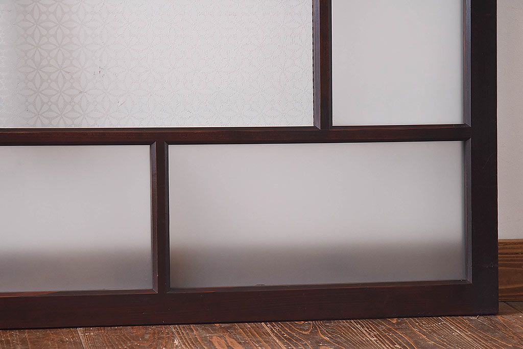 昭和初期　花模様ガラス　レトロなお部屋にぴったりの引き戸2枚セット(ガラス戸、窓)
