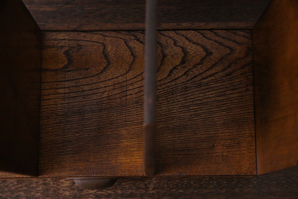 アンティーク雑貨　昭和レトロ　栓材　木目が味わい深い引き出し付きブックスタンド(本立て)