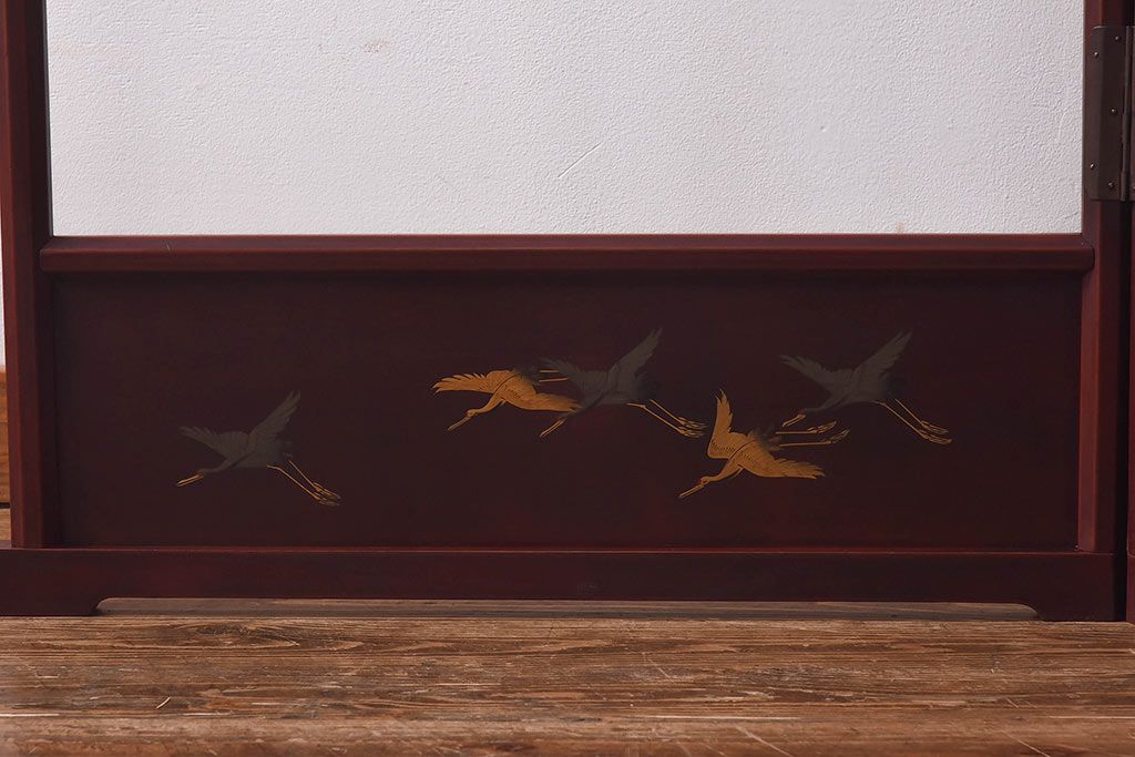 アンティーク雑貨　昭和初期　古民具　和モダンスタイルにおすすめ!鶴の二つ折り衣桁(着物掛け、ハンガーラック)