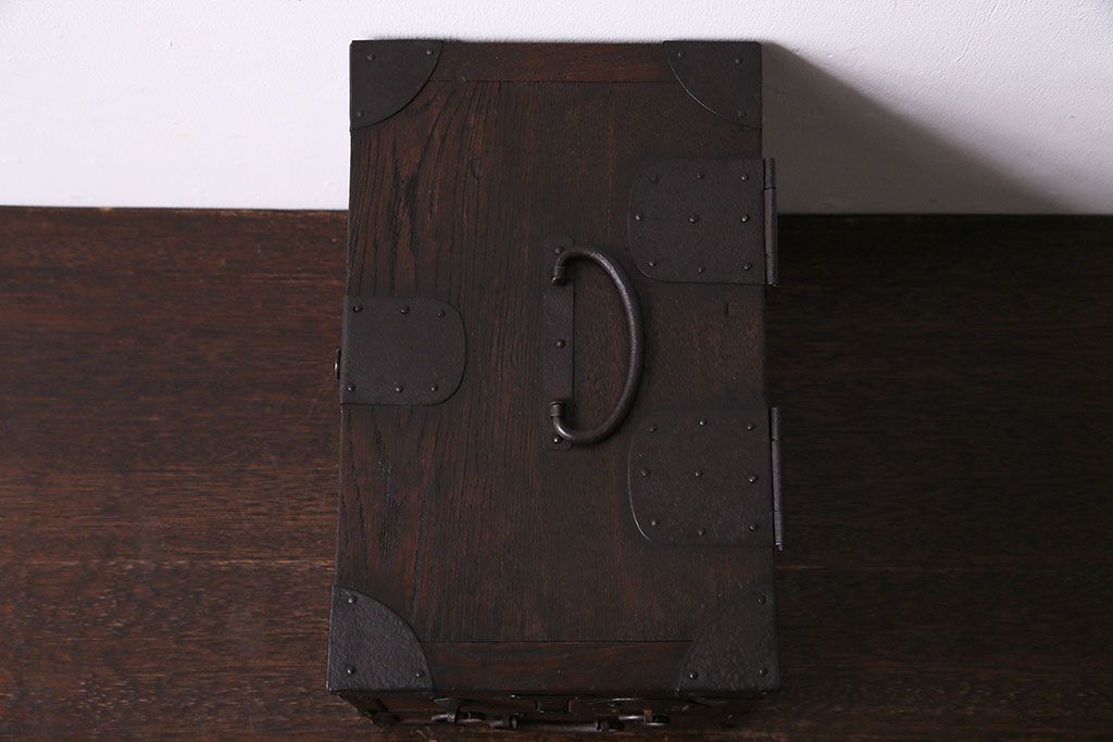 アンティーク雑貨　和製アンティーク　栓材　古さを感じさせる木の風合いが魅力的な硯箱(小引き出し、小物入れ、木箱)