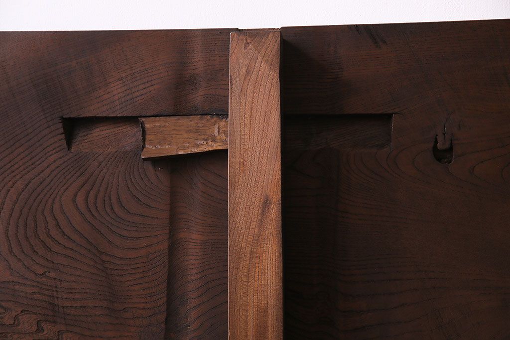 アンティーク雑貨　和製アンティーク　力強い杢目が印象的な一枚板の裁ち板(古材、飾り台、材料)