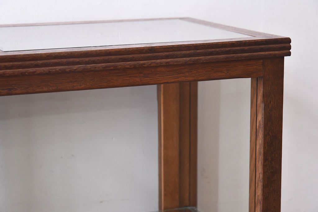 アンティーク家具　【S様売約済】昭和初期　ナラ材製　5面ガラスの薄型ショーケース(ガラスケース、飾り棚)