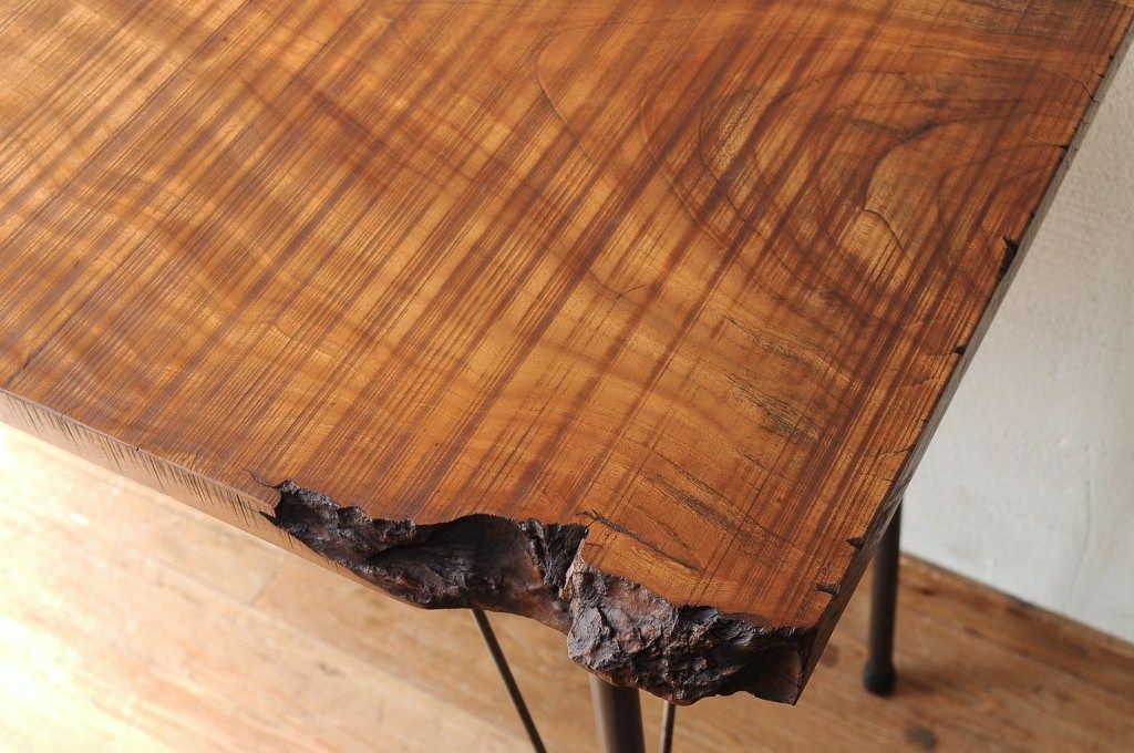 アンティーク家具　☆天板一枚板!古い欅材の鉄脚作業台