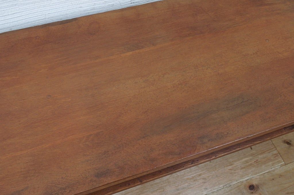 アンティーク家具　古いナラ材の横長作業台(机)3