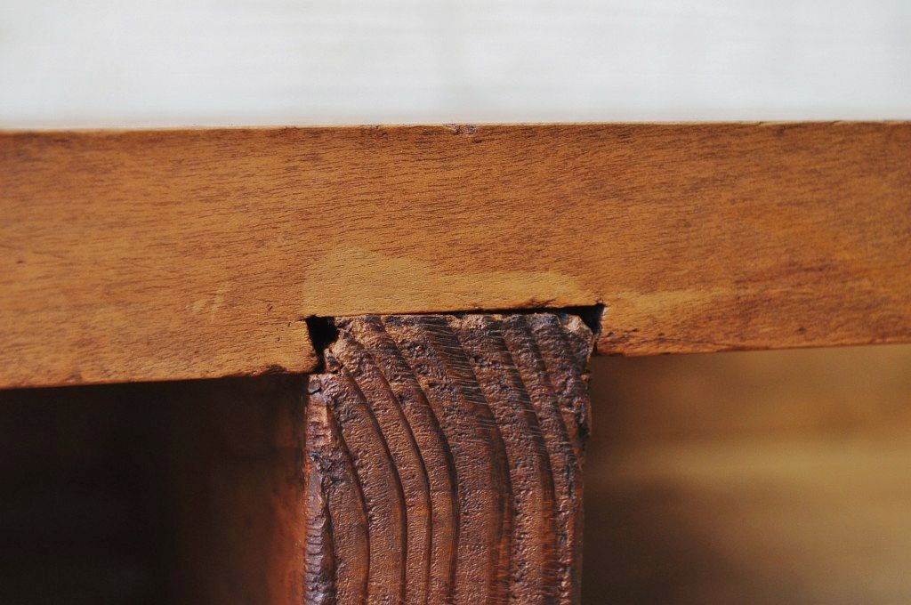 アンティーク家具　希少 古い欅材の脚付き裁ち板(古民具)