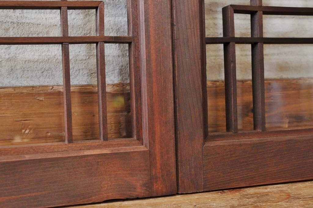 古い木の細工の細かな引き戸(ガラス戸)4枚セット1