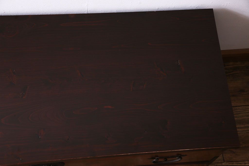 アンティーク家具　和製アンティーク　前面ケヤキ材　相馬箪笥をリメイクしたローチェスト(引き出し、リビングボード)(R-030324)