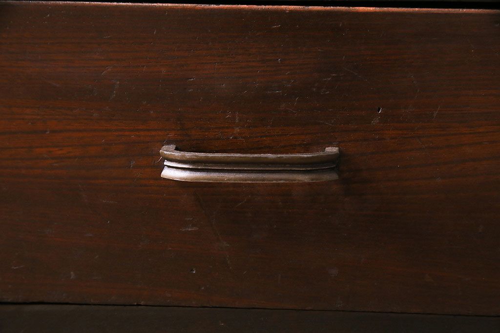 レトロ家具　昭和期　レトロなガラスが魅力のブックケース(本箱、キャビネット)(R-030357)