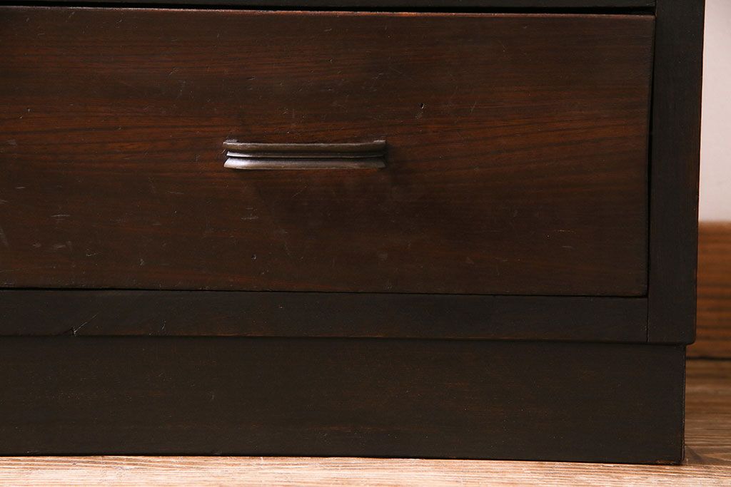 レトロ家具　昭和期　レトロなガラスが魅力のブックケース(本箱、キャビネット)(R-030357)