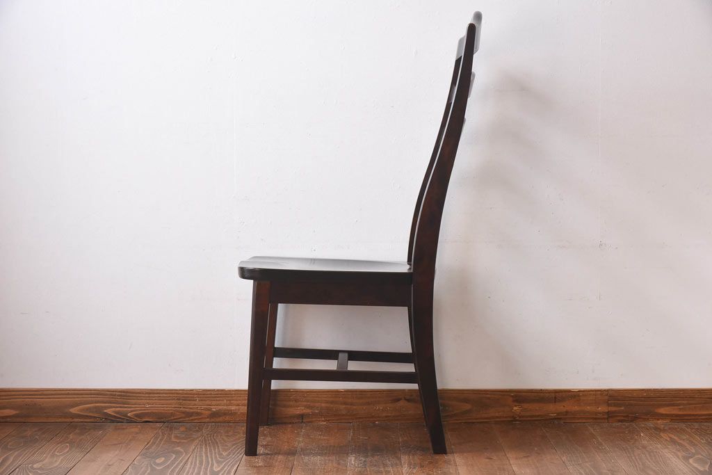 中古　北海道民芸家具　HM645　ゆったりとした座り心地のラダーバックチェア(ダイニングチェア、椅子)(2)(R-030363)