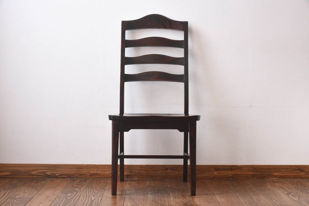 中古　北海道民芸家具　HM645　すっきりとしたデザインのラダーバックチェア(ダイニングチェア、椅子)(2)(R-030367)