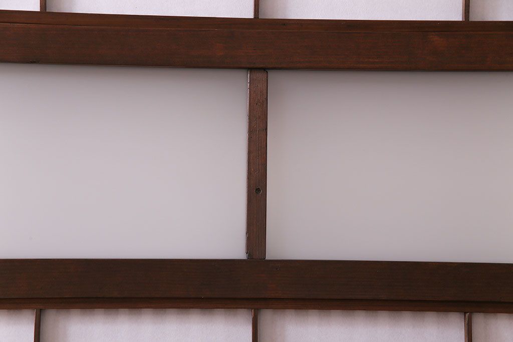 昭和初期　裏障子付き　和の繊細な雰囲気が漂う帯格子戸4枚セット(引き戸、ガラス戸)(R-030387)