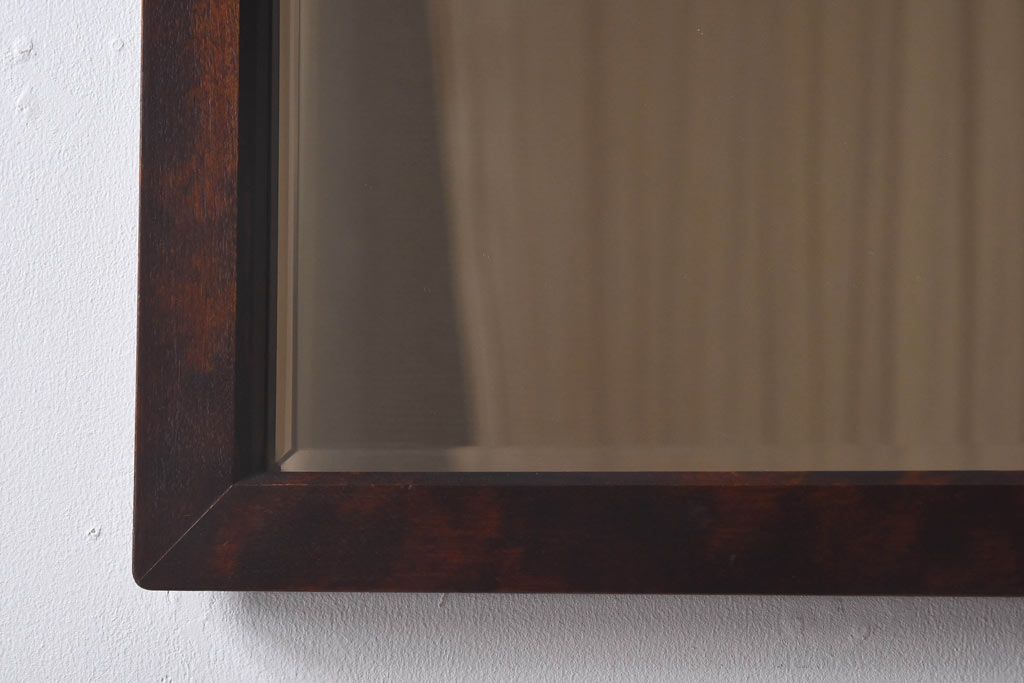アンティーク雑貨　中古　北海道民芸家具　木製フレームのリメイクミラー(鏡)(1)(R-030391)