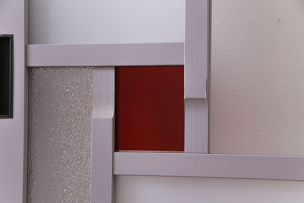ペイント建具　色ガラス　淡いカラーに色ガラスが映えるガラス戸4枚セット(引き戸、建具)(R-030419)