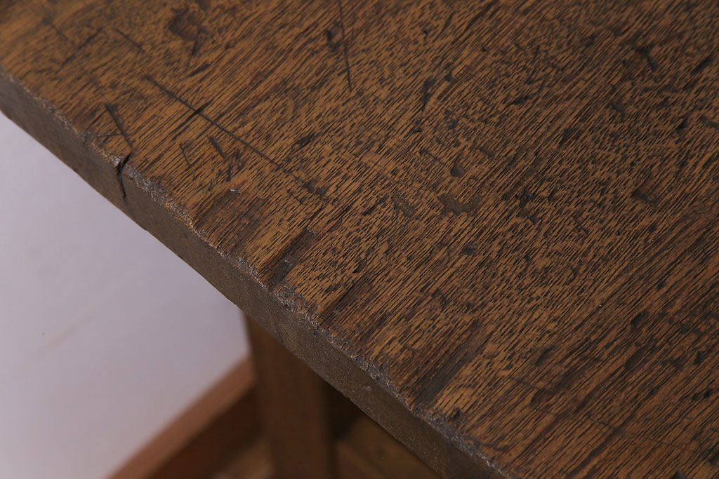 昭和レトロ　リメイク　懐かしさ感じる素朴な佇まいの作業テーブル(作業台、ダイニングテーブル)(1)
