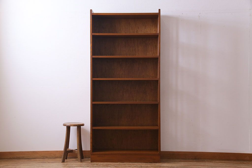 レトロ家具　昭和レトロ　素朴でシンプルなデザインが魅力の本棚(ウッドシェルフ、飾り棚)